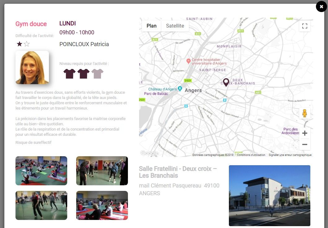 Avec les pes plannings, s'affichent aussi des informations complémentaires sur l'activité, sa géolocalisation, l'animateur, etc.