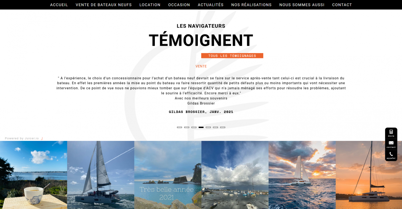 Le nouveau site d'ACV fait la part belle aux témoignages clients et aux photos de rêve