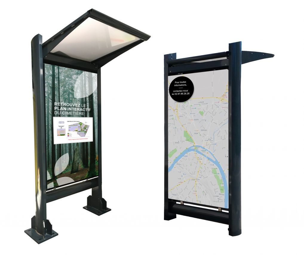 Une borne d'orientation Venturi pour localiser une tombe dans un cimetière